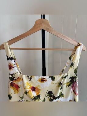 Abercrombie & Fitch Yellow Floral Mini Dress Square Neck Smocked Womens XLT